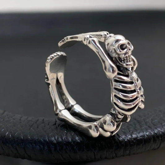 Buyee 925 Sterling Silver Big Ring Finger Unique Open Ring for Woman Men Fashion Punk Fine Jewelry Circle with Box